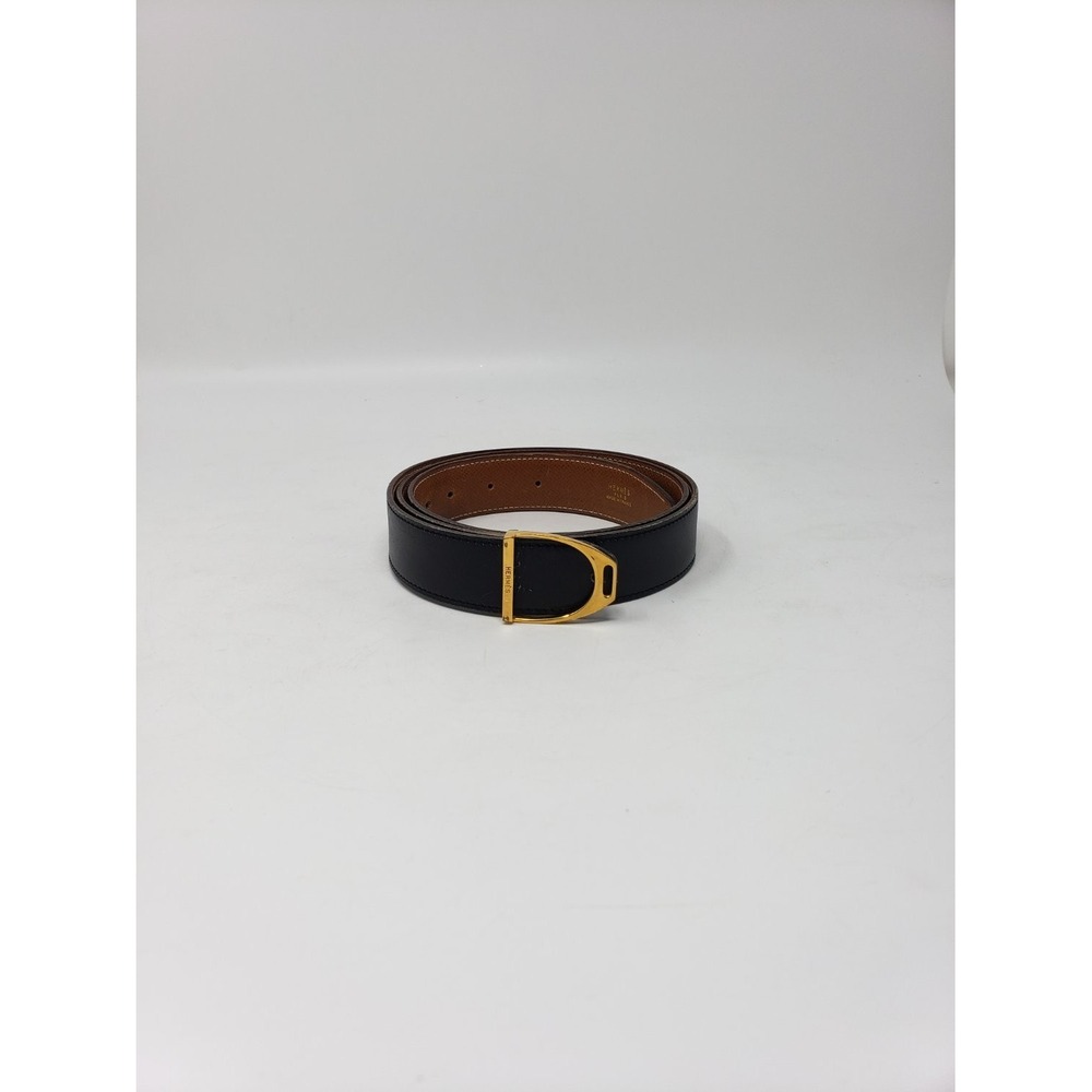 Hermès Designer Belt Size 42 Black And Brown Multiple Adjustment Holes Leather